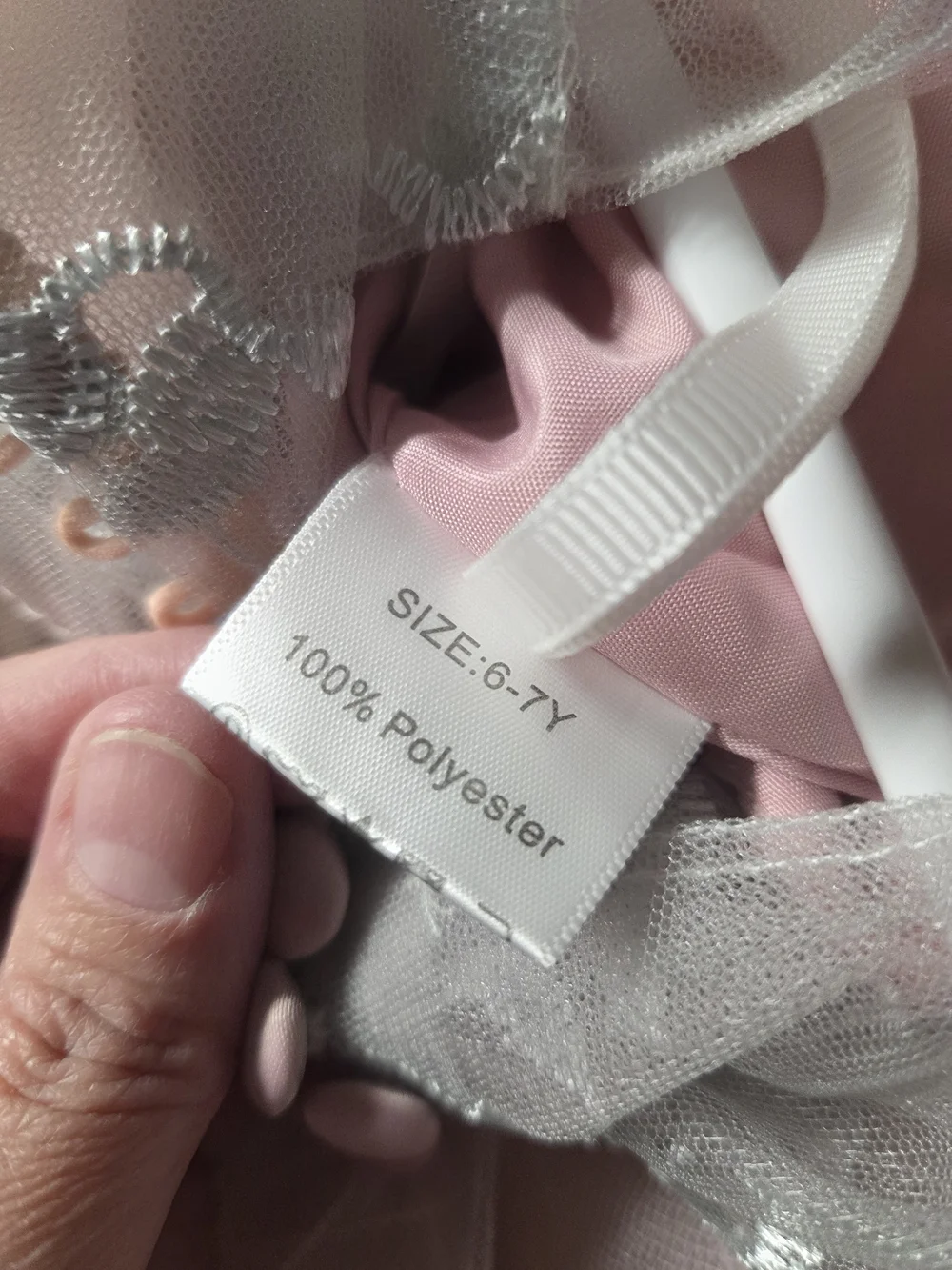 Girls' Pink Layered Tulle Party Dress with Silver Floral Appliqué